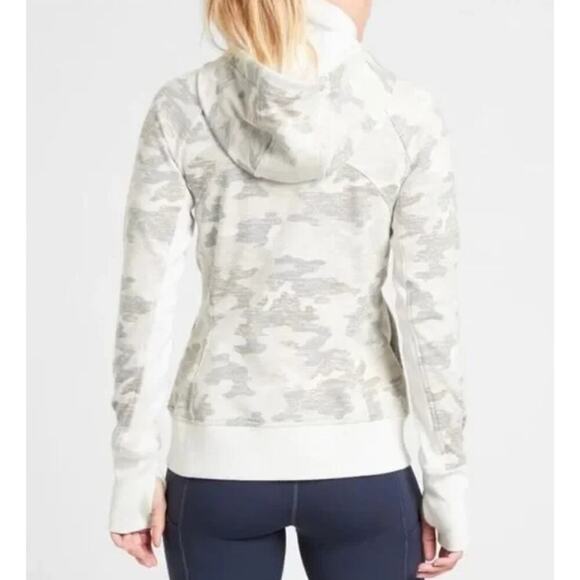 Athleta Triumph Hoodie Sweatshirt Full Zipper Camo Print Gray Size Medium - Picture 2 of 10